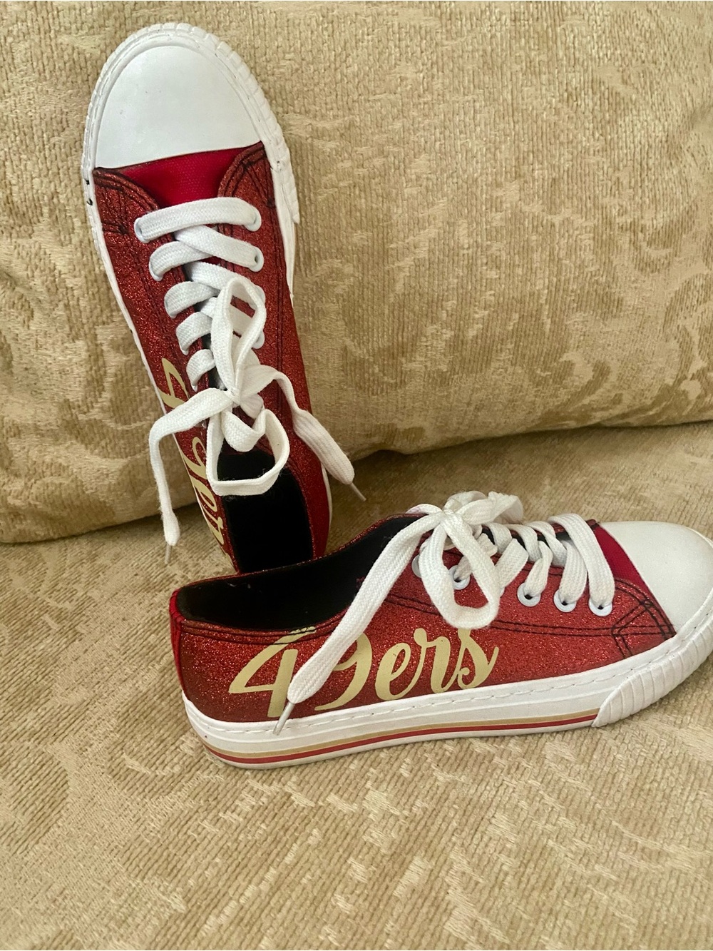 NFL Red and White '49ers' Low-Top Sneakers